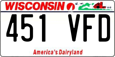 WI license plate 451VFD