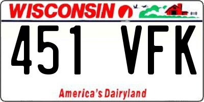 WI license plate 451VFK