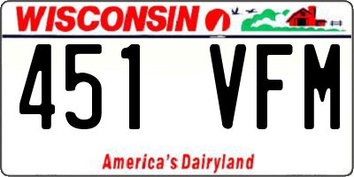 WI license plate 451VFM