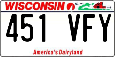 WI license plate 451VFY