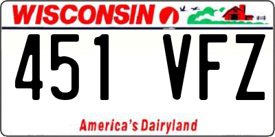 WI license plate 451VFZ