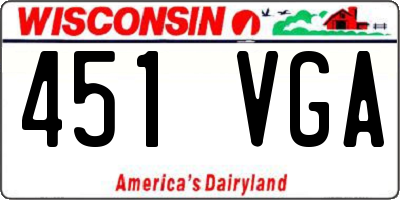 WI license plate 451VGA