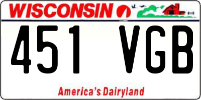 WI license plate 451VGB