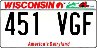 WI license plate 451VGF