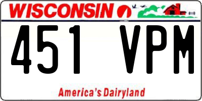 WI license plate 451VPM