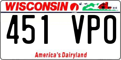 WI license plate 451VPO