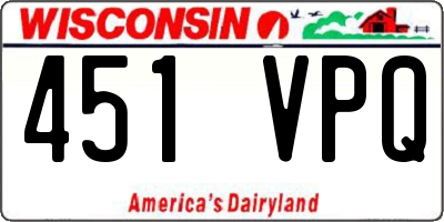 WI license plate 451VPQ