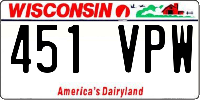 WI license plate 451VPW