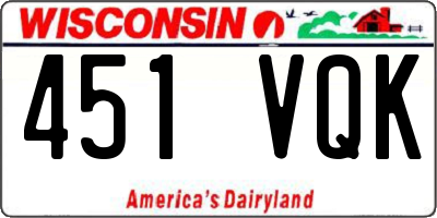 WI license plate 451VQK