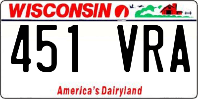 WI license plate 451VRA