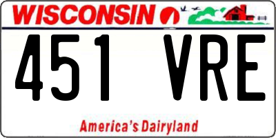 WI license plate 451VRE