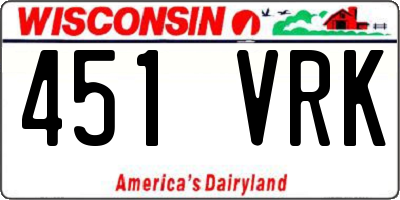 WI license plate 451VRK