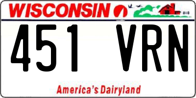WI license plate 451VRN