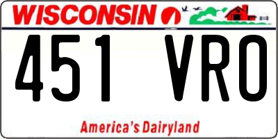 WI license plate 451VRO