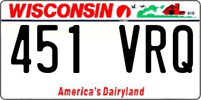 WI license plate 451VRQ