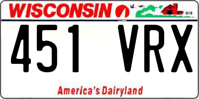 WI license plate 451VRX