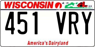 WI license plate 451VRY