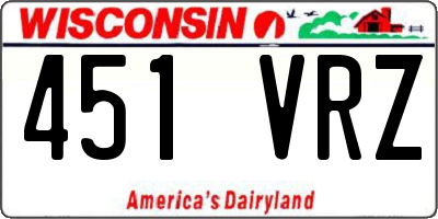 WI license plate 451VRZ