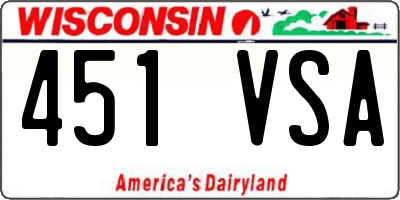 WI license plate 451VSA