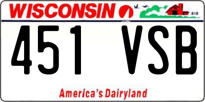 WI license plate 451VSB