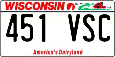WI license plate 451VSC