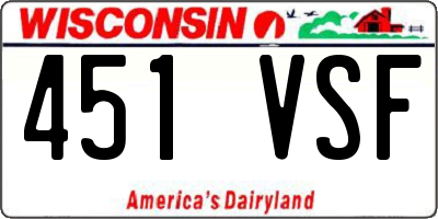 WI license plate 451VSF