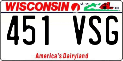 WI license plate 451VSG