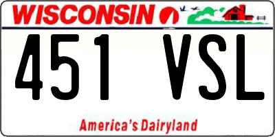 WI license plate 451VSL