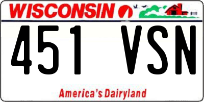 WI license plate 451VSN