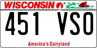 WI license plate 451VSO