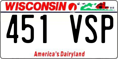 WI license plate 451VSP
