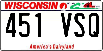 WI license plate 451VSQ