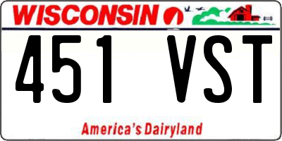 WI license plate 451VST