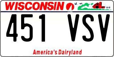 WI license plate 451VSV