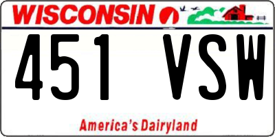 WI license plate 451VSW