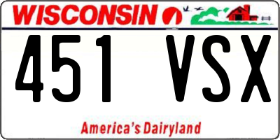 WI license plate 451VSX
