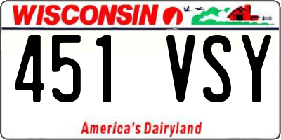 WI license plate 451VSY