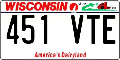 WI license plate 451VTE