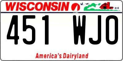 WI license plate 451WJO