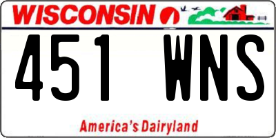 WI license plate 451WNS
