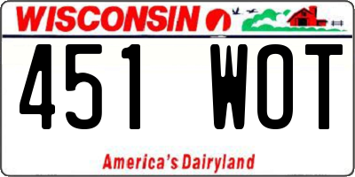 WI license plate 451WOT