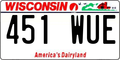 WI license plate 451WUE