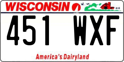 WI license plate 451WXF