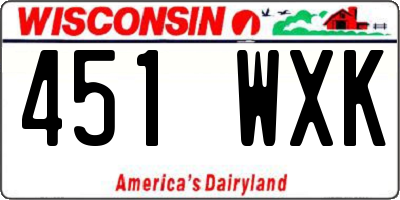 WI license plate 451WXK