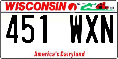 WI license plate 451WXN