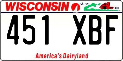 WI license plate 451XBF