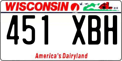 WI license plate 451XBH