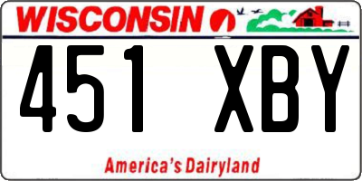 WI license plate 451XBY