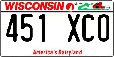 WI license plate 451XCO
