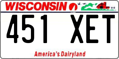 WI license plate 451XET